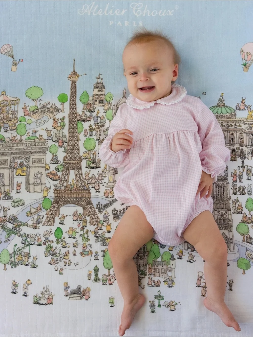Atelier Choux Paris Blue Illustrated swaddle